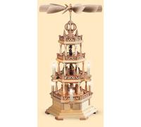 German christmas pyramid forest scene, 3-tier, height 63 cm / 25 inch, natura...