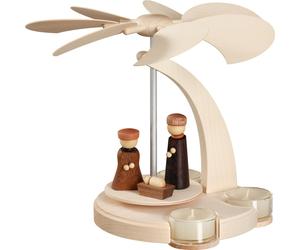 German christmas pyramid Nativity scene, 1-tier, height 25 cm / 10 inch, natu...