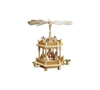 German christmas pyramid Nativity scene, 1-tier, height 33 cm / 13 inch, natu...