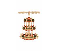 German christmas pyramid Nativity scene, 2-tier, height 39 cm / 15 inch, natu...