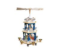 German christmas pyramid Nativity scene, 2-tier, height 40 cm / 16 inch, orig...