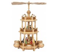German christmas pyramid Nativity scene, 2-tier, height 46 cm / 18 inch, natu...