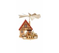 German christmas pyramid Nativity scene with house, height 29 cm / 11 inch, o...