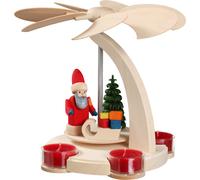 German christmas pyramid Santa with sledge, 1-tier, height 18 cm / 7 inch, na...