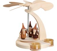 German christmas pyramid with gnomes, 1-tier, height 18 cm / 7 inch, natural,...