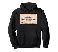 German Cruiser Admiral Hipper WW2 Recognition Diagram Pullover Hoodie