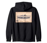 German Cruiser Admiral Hipper WW2 Recognition Diagram Zip Hoodie
