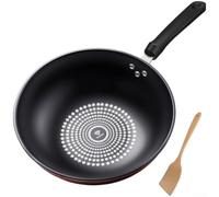 German Diamond Coating Wok Non Frying Pan Induction Compatible Gas Stove Refined Iron Cookware With Wooden Spatula 30cm(A-32CM)