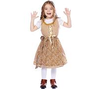 German Dirndl Dress Set Including Apron for Girls Bavarian Oktoberfest Beer Festival Attire Age 2-6 Years Halloween Medieval Fancy Costume Yellow