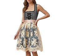 German Dirndl Dress Traditional Plaid Dresses Adult Womens Costumes Halloween Carnival Outfits Retro Midi Bavarian Kitchen Apron For Beer Festival