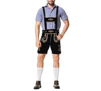 German Fancy Dress Men,Men's German Bavarian Lederhosen Oktoberfest Traditional Outfit, Oktoberfest Costume Men Set for Halloween Dress Up Party and Beer Festival Blue
