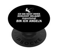 German Fishing Quote Ich bin nicht immer schlecht gelaunt PopSockets Adhesive PopGrip