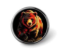 German Flag And Grizzly Bear Round Badge Pin Metal Memorial Brooch Button Lapel Pins for Backpack Wedding