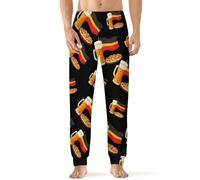 German Flag Beer And Pizza Men's Pajama Pants Soft Sleep Lounge Comfy Bottoms Long Pj Pant Sleepwear M