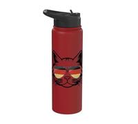 German Flag Cat Deutsch Heritage Pride Germany Oktoberfest Stainless Steel Insulated Water Bottle