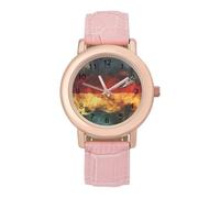 German Flag Colorful Smoking Women's Watch Pink Rose Gold Strap Wristwatch Minimalist Easy Reader Watchec
