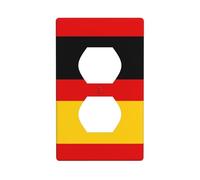 German Flag Duplex Receptacle Outlet Wall Plate, Standard Size 1-Gang, Polycarbonate Thermoplastic.