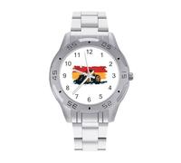 German Flag Farm Vehicle Men's Business Watch with Stainless Strap Fashion Easy Reader Wristwatch Gifts for Men