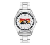 German Flag Farm Vehicle Men's Simple Watch with Stainless Strap Fashion Easy Reader Wristwatch Gifts for Men