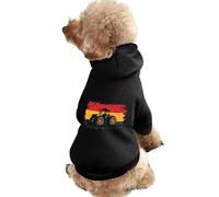 German Flag Farm Vehicle Warm Dog Hooded Sweatshirt with Hat Soft Pet Pullover Clothes for Small Medium Large Pets
