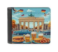 German Flag Food Beers Leather Wallet for Men Slim Bifold Wallet with Money Clip Minimalist Credit Card Holder