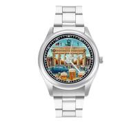 German Flag Food Beers Men's Steel Strap Watch Easy Reader Casual Silver Dial Fashion Analog Watches