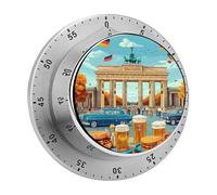 German Flag Food Beers Stainless Steel Timer Silver Mechanical Time Counter with Loud Alarm