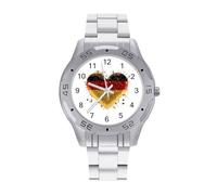 German Flag Heart Glittery Business Stainless Watch Fashion Designer Wristwatch Easy Reader Analog Watches Gifts for Men
