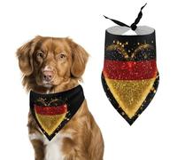 German Flag Heart Glittery Funny Dog Bandanas Adjustable Pet Neckerchief Summer Triangle Scarf for Small Medium Large Pets