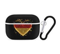 German Flag Heart Glittery Personalized Wireless Bluetooth Earphone Protective Case Cover Compatible with Airpods Pro