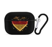 German Flag Heart Glittery Personalized Wireless Bluetooth Earphone Protective Case Cover Compatible with Airpods Pro