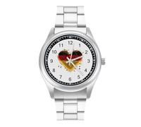 German Flag Heart Glittery Simple Stainless Watch Fashion Designer Wristwatch Easy Reader Analog Watches Gifts for Men