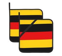 German flag Heat Resistant Pot Holders Set of 2-Square Silicone Trivets for Hot Dishes, Kitchen Oven Mitts Replacements with Hanging Loop