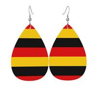 German flag Leather Earring. Stylish teardrop shape, perfect for women, and a great decorative choice for parties and holidays.