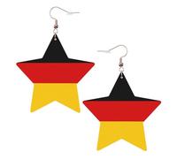 German Flag Leather Star Shaped Earrings Fashion Accessories Lightweight Festivals Parties Everyday Life