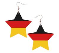 German Flag Leather Star Shaped Earrings Fashion Accessories Lightweight Festivals Parties Everyday Life