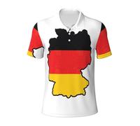 German Flag Map Mens Cotton Polo Shirts Short Sleeve Casual Summer Shirts Classic Collared Golf Shirt Black