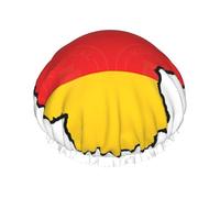 German Flag Map Print Large Waterproof Shower Bonnet For Women Long Hair, Washable Elastic Band Bath Hair Hat