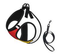 German Flag Map Print Small Dog Harness And Leash Set, Adjustable Soft Vest With 360° Reflective Straps For Cats Puppy
