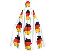 German Flag Map print Unisex Medieval Viking Hooded Cape Cloak for Halloween Cosplay, Christmas Party Costume Outfits