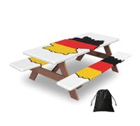 German Flag Map Print Waterproof Picnic Table Cover With Bench Cover Set Of 3 Elastic Edge Durable Outdoor Tablecloth