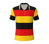 German Flag Mens Cotton Polo Shirts Short Sleeve Casual Summer Shirts Classic Collared Golf Shirt Black