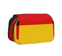 German Flag Print Double Clamshell Pen Case, Zipper Pockets, Large Capacity For Art Supplies & Travel