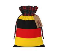 German Flag Print Festive Plaid Gift Bag, Candy Bag, Drawstring Burlap Pouch For Holiday Presents Favor-M