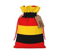 German Flag Print Holiday Burlap Gift Bag With Drawstring, Small Party Favor Pouches For Christmas Gifting-S Size