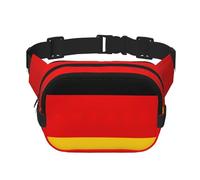 German flag Print Men and Women Square Double Layer Waist Bag Workout Crossbody Travel Waist Bag, Black, One Size