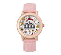 German Flag Sausages Beer Women's Wrist Watch Easy Reader with Leather Strap Analog Display Wonderful Ladies Gifts