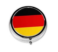 German Flag This Small, Round, Three-Compartment Travel Pill Box is Perfect for Storing Daily medications, Vitamins, and on-The-go.