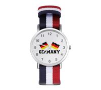 German Flag Wrist Watches with Scale for Men Women Casual Braided Strap Easy Reader for Work Workout