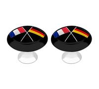 German French Friendship Flags Funny Round Cabinet Knobs Stainless Steel Drawer Pulls Decorative Door Handles